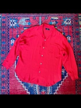 Y’S YOHJI YAMAMOTO Red Silk Button-Up Shirt - Stunning Vintage Piece!